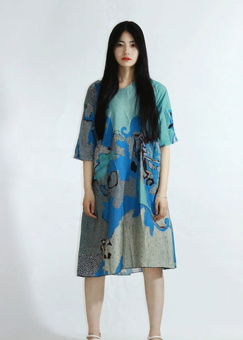 3 Potato Short Sleeve Artist Print Dress