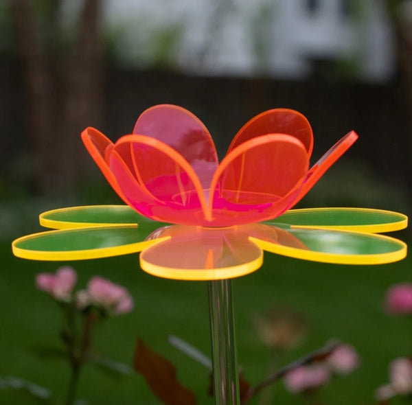 Double Daisy Flower Sculpture Large Yellow Pink
