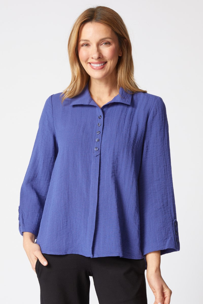 LONG SLEEVE HIDDEN PLACKET SHIRT PETAL PROMISE LAND