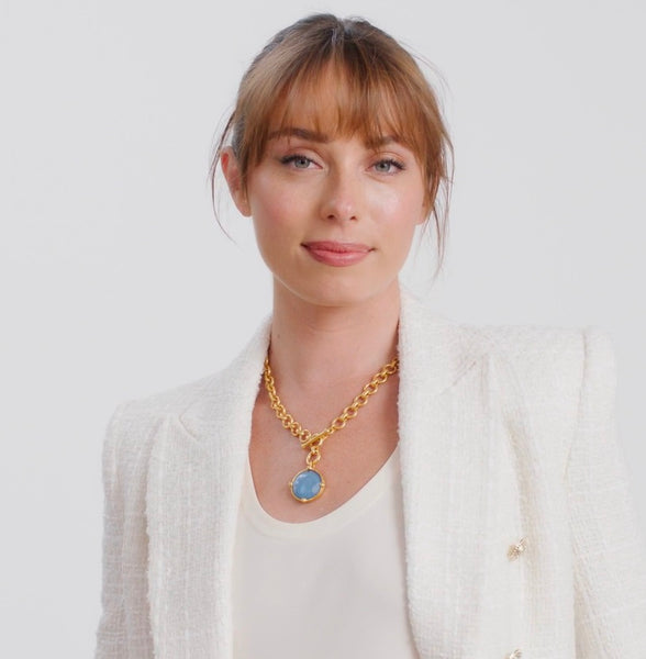 Julie Vos Honeybee Demi Necklace with Iridescent Chalcedony Blue Gemstone