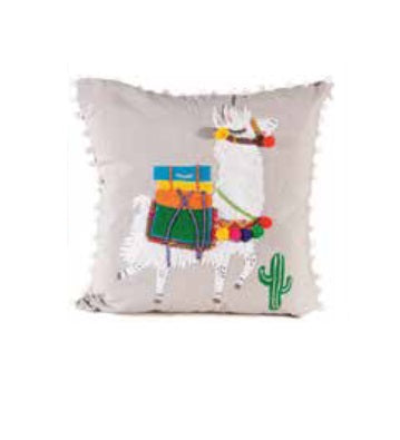 Embroidered Llama Accent Pillow