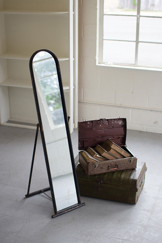 Floor Mirror with Metal Frame & Stand