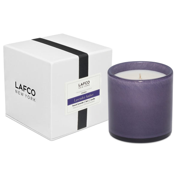 Purple Lafco Candle scented "Lavender Amber".