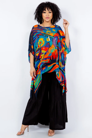 Sterling Styles Abstract Cover Up Top