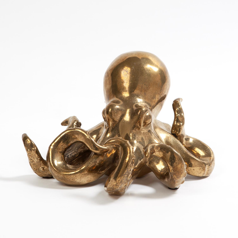 Octopus Sculpture in Matte Gold