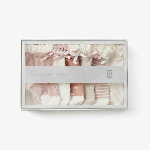 Fancy Pink Non-Slip Baby Socks / 6 pack