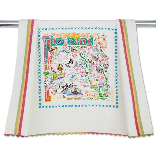 Embroidered Geography Dish Towel Florida