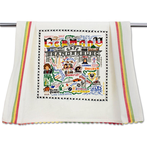Embroidered Geography Dish Towel Germany