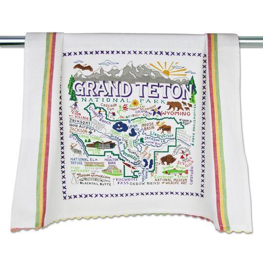Embroidered Geography Dish Towel Grand Teton National Park