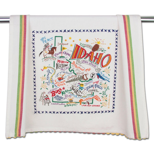 Embroidered Geography Dish Towel Idaho