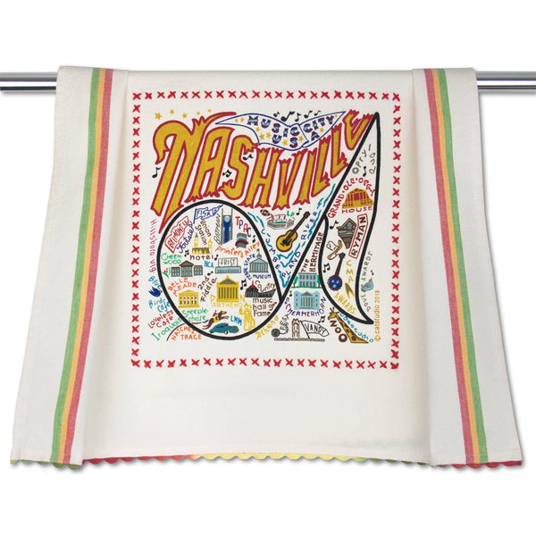 Embroidered Geography Dish Towel Nashville
