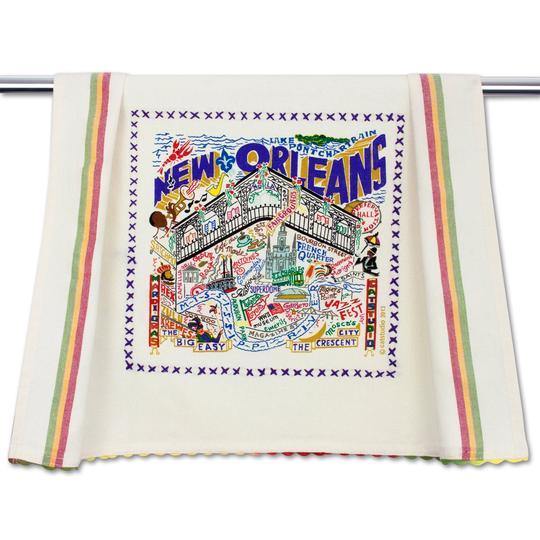 Embroidered Geography Dish Towel New Orleans