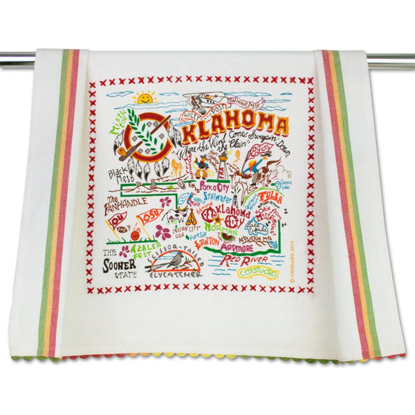 Embroidered Geography Dish Towel Oklahoma