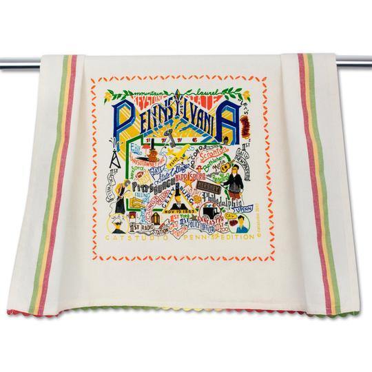 Embroidered Geography Dish Towel Pennsylvania