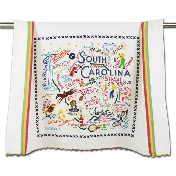 Embroidered Geography Dish Towel South Carolina