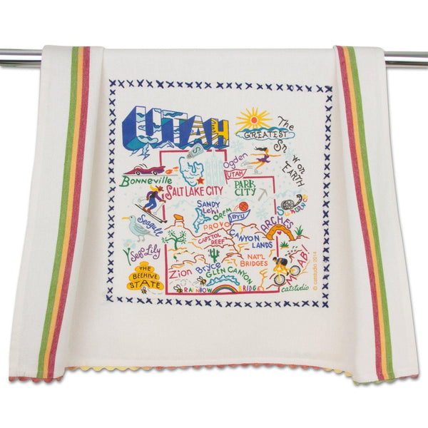 Embroidered Geography Dish Towel Utah