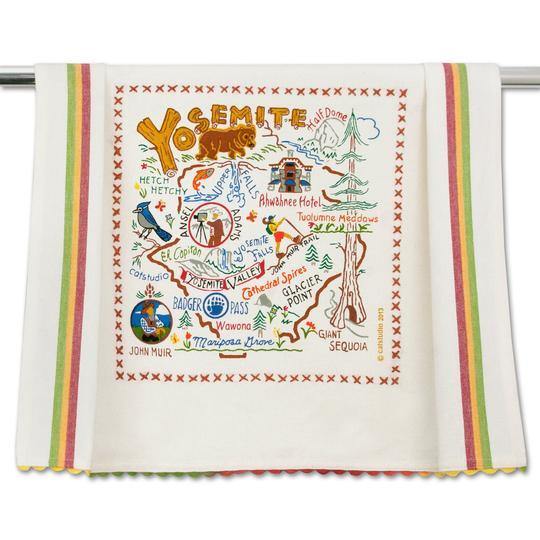 Embroidered Geography Dish Towel Yosemite