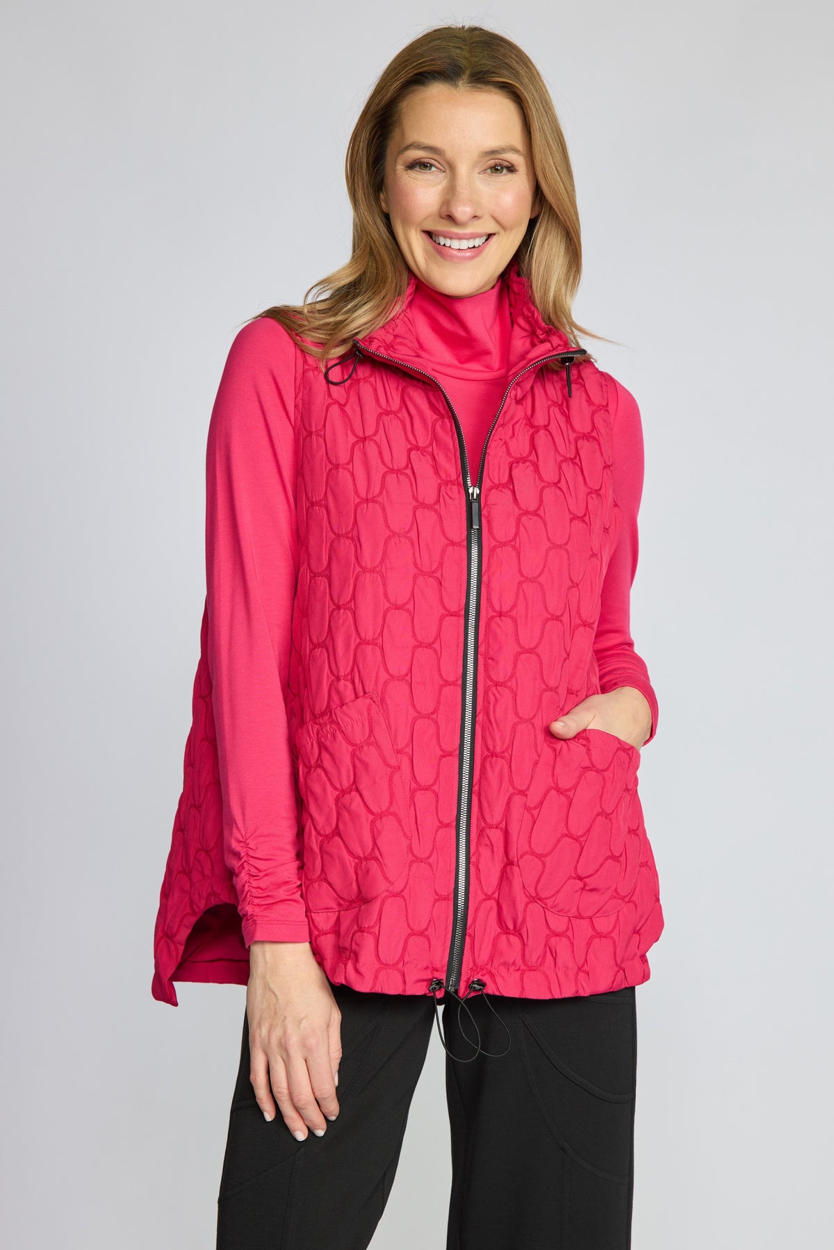 Olivia's Quilted Capsule Vest in Magenta