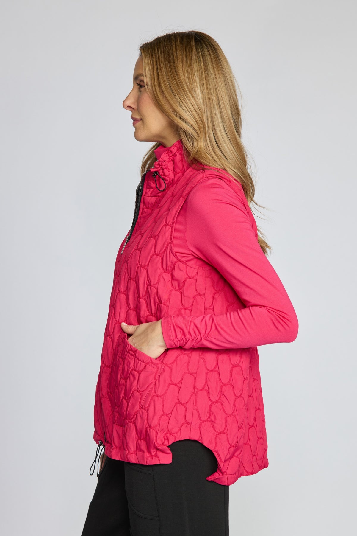 Olivia's Quilted Capsule Vest in Magenta