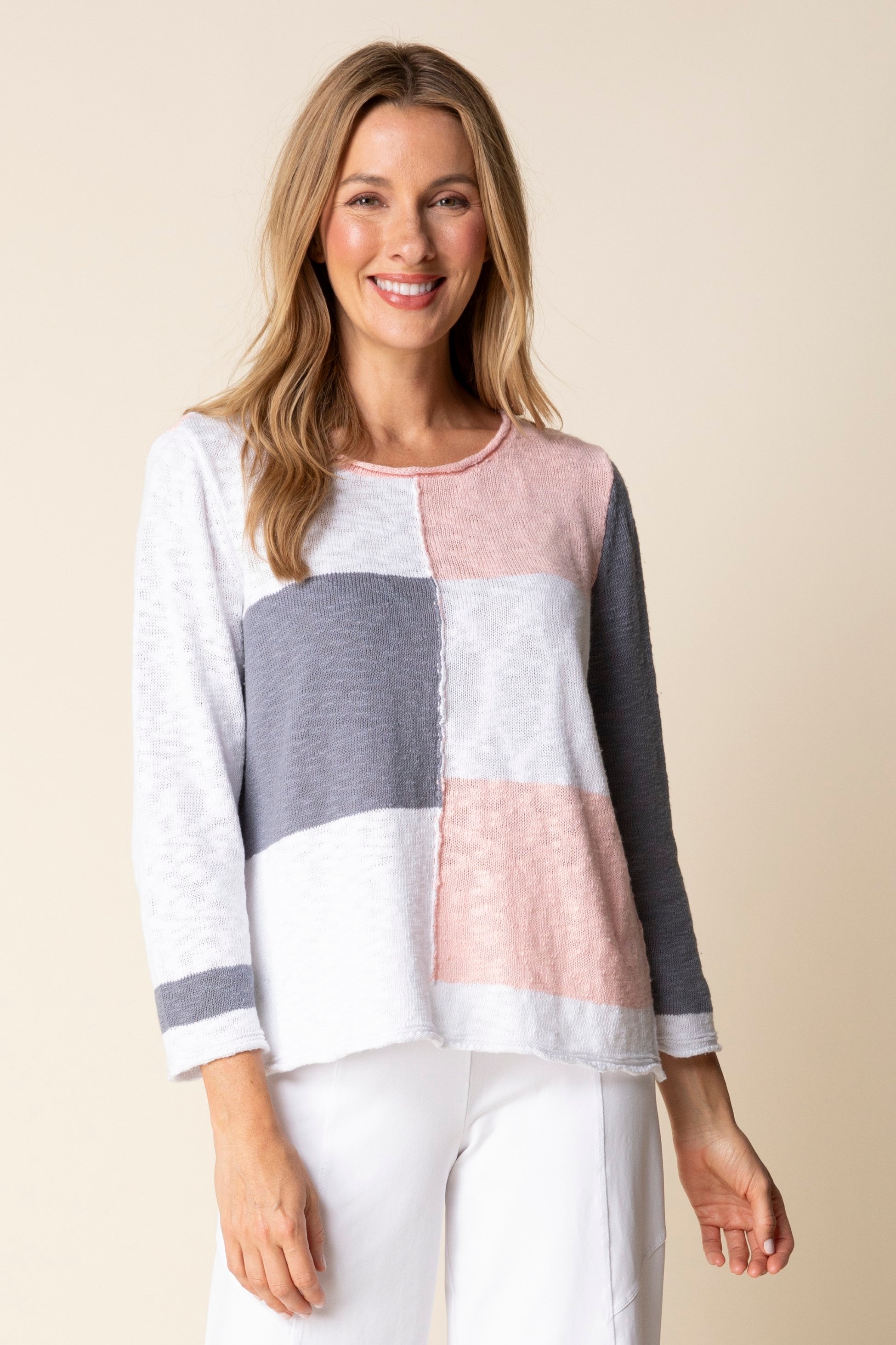 Habitat's Yin Yang Patchwork Pullover in Blush