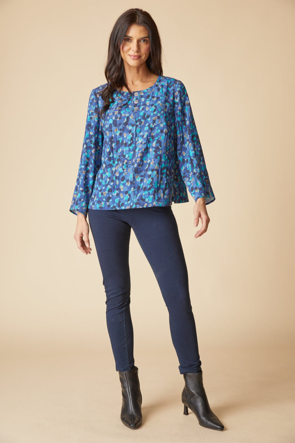 Habitat's Destination Unknown Button Back Pullover Top in Tide