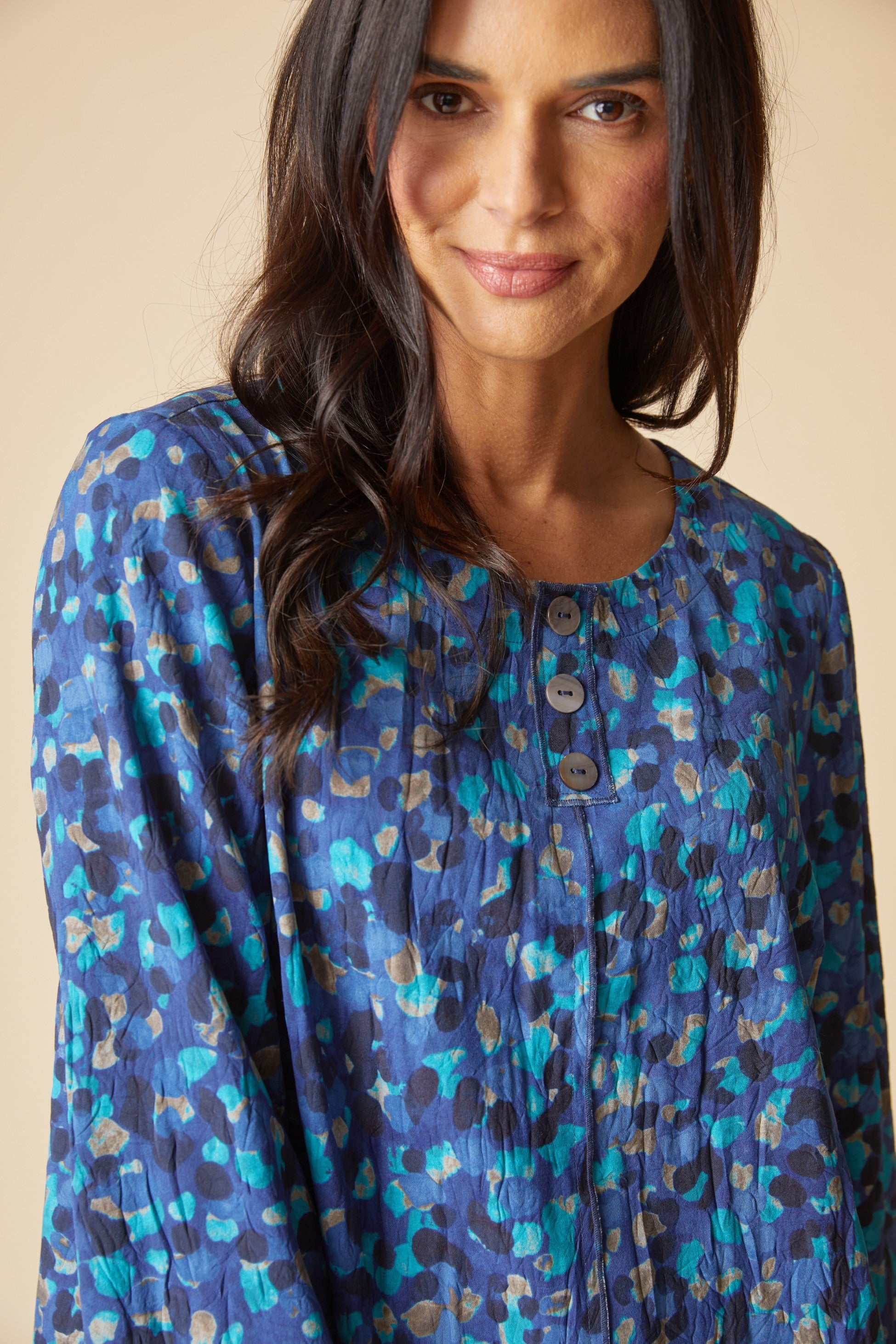 Habitat's Destination Unknown Button Back Pullover Top in Tide