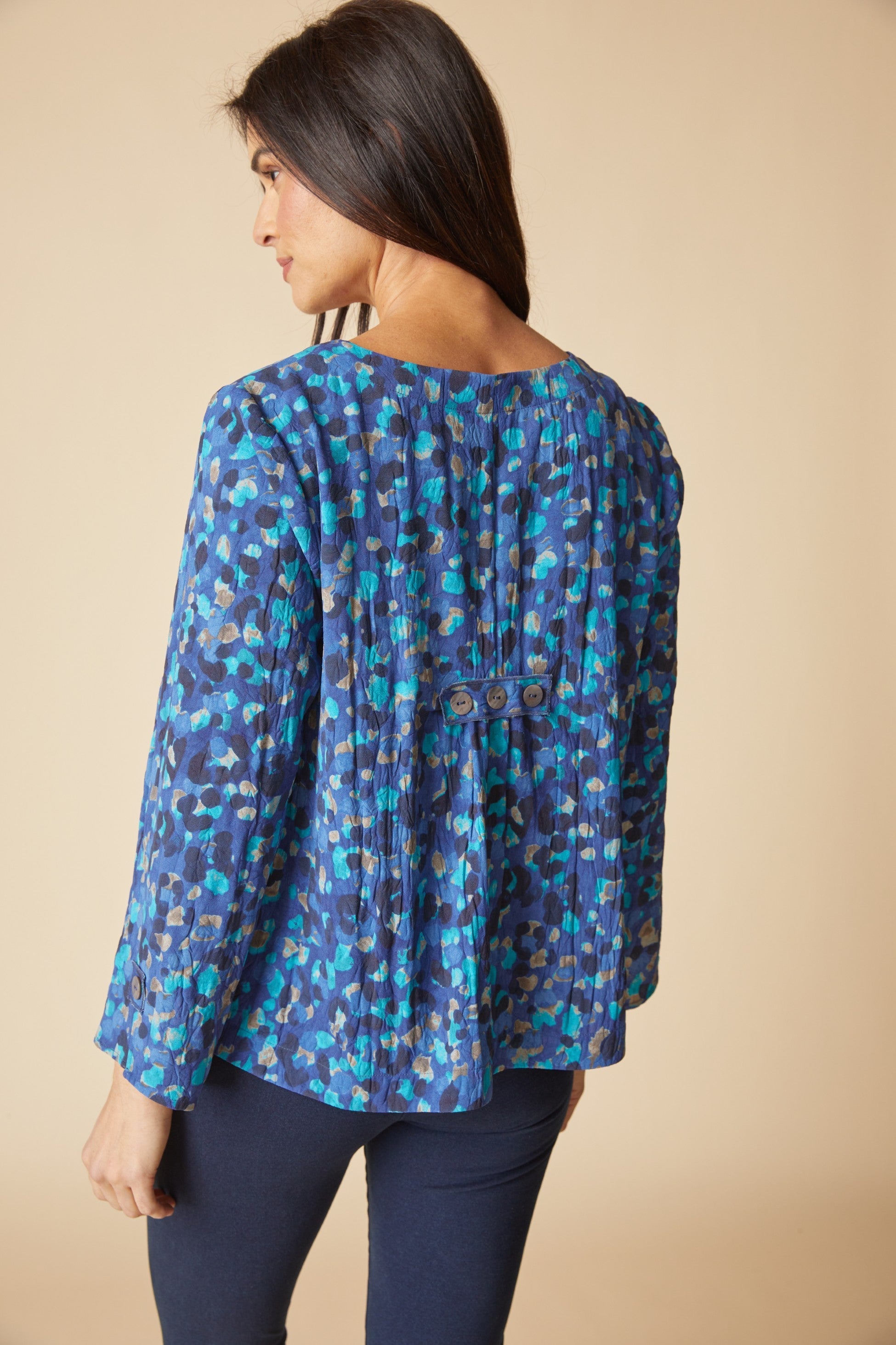 Habitat's Destination Unknown Button Back Pullover Top in Tide