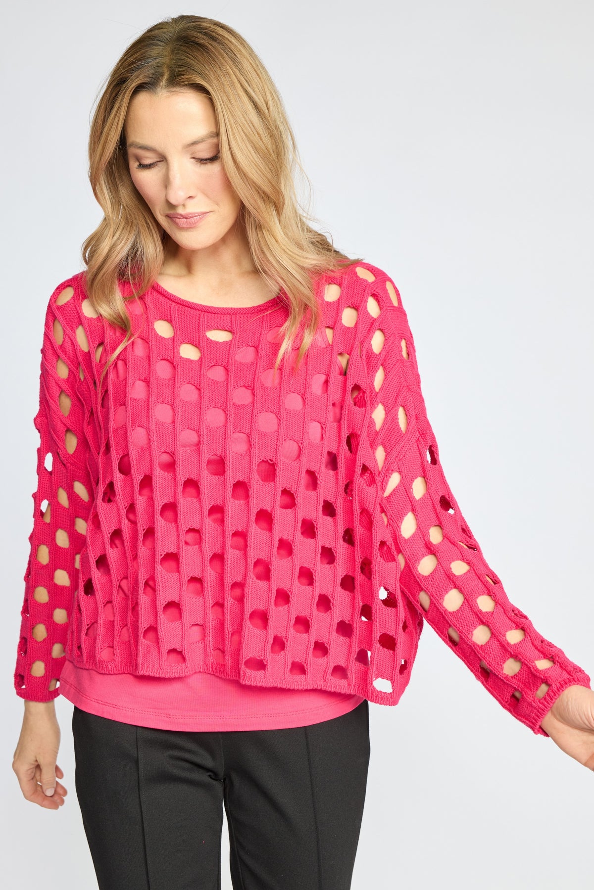 Olivia by Habitat Open Weave Chic Topper in Magenta