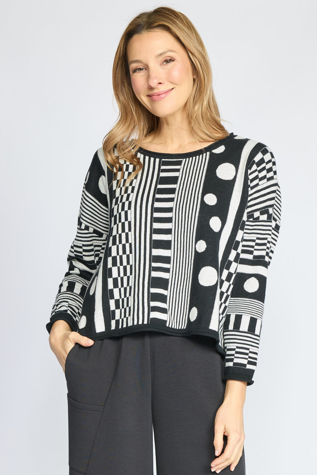 The Mixed Topper Sweater by Olivia in Ivory