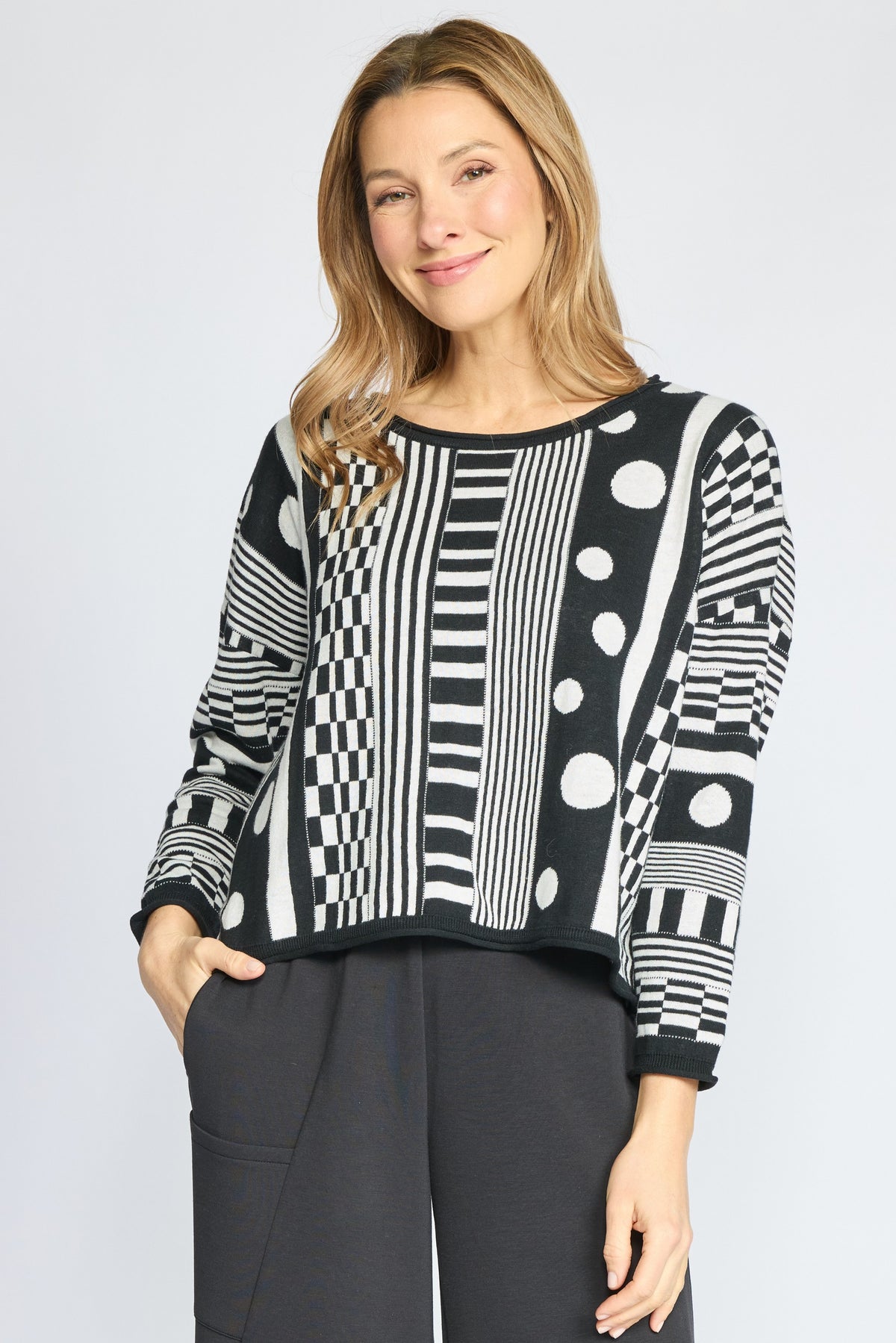 The Mixed Topper Sweater by Olivia in Ivory