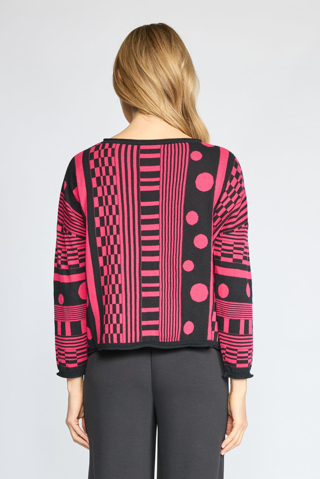 The Mixed Topper Sweater by Olivia in Magenta