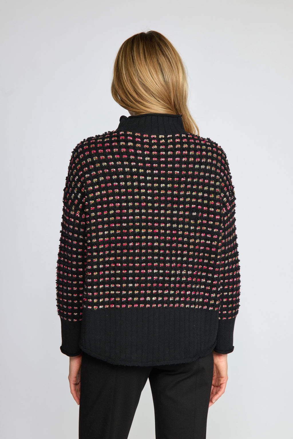 Olivia by Habitat's Velura Knit Funnel Neck Sweater in Black