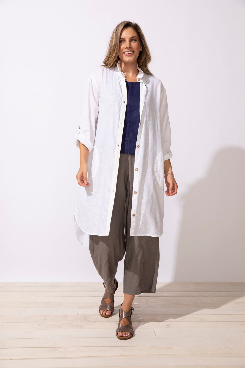 Escape's Getaway Shirt Dress in White