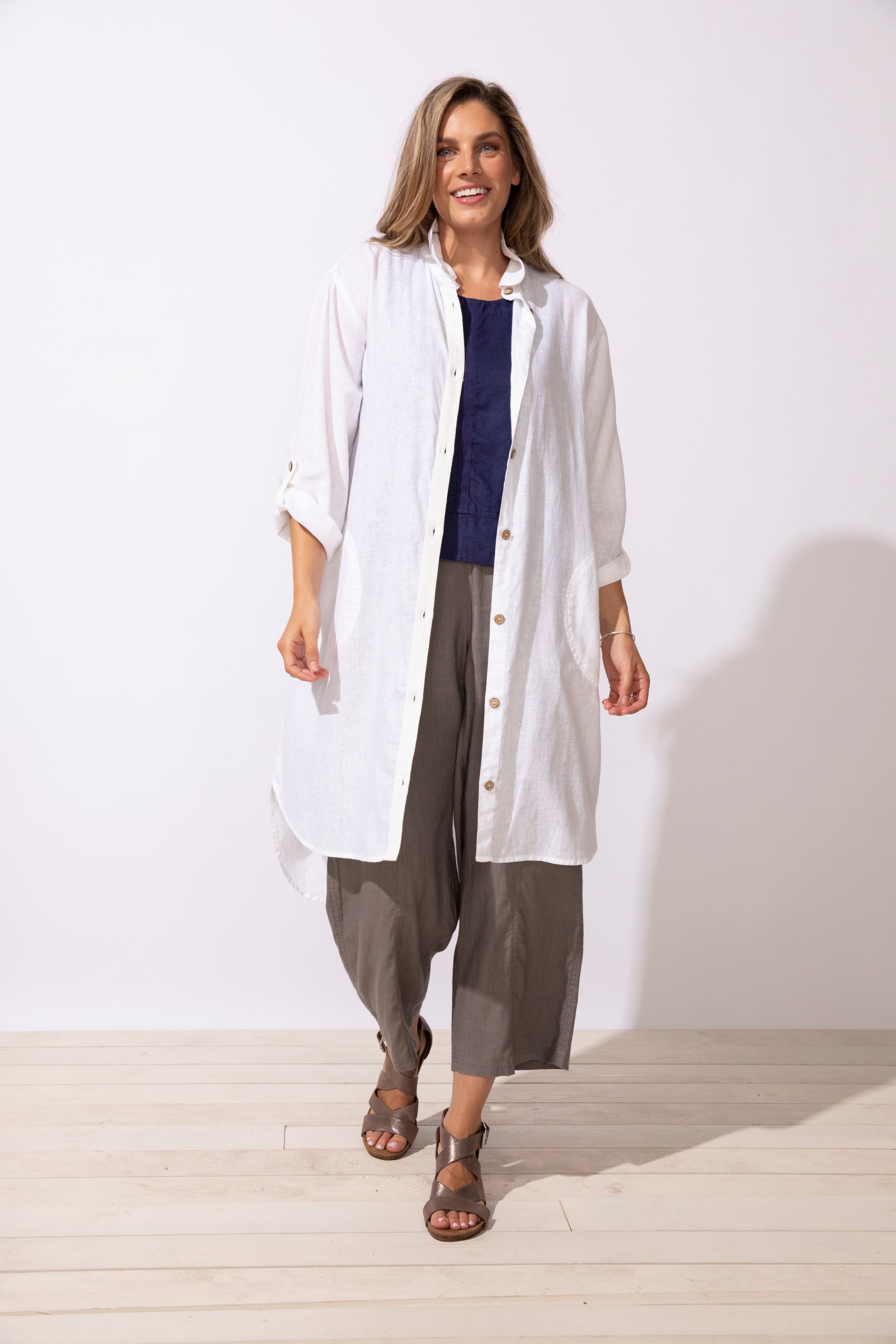 Escape's Getaway Shirt Dress in White