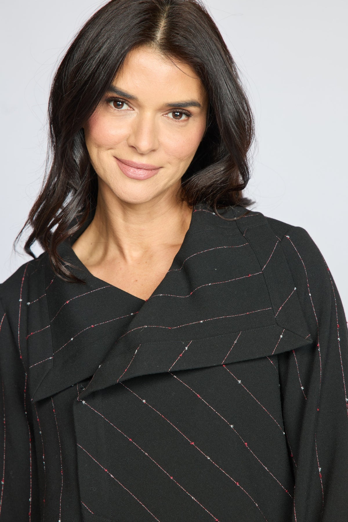 Olivia by Habitat Playful Pinstripe Asymmetrical Jacket