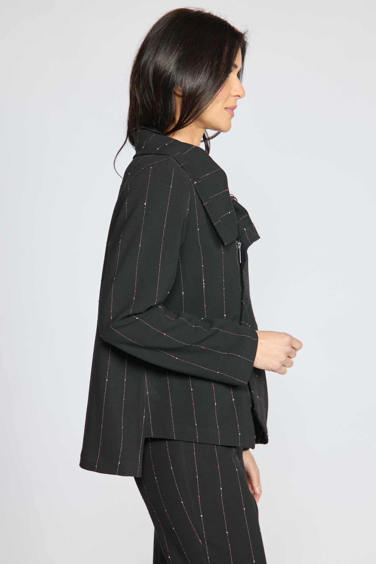 Olivia by Habitat Playful Pinstripe Asymmetrical Jacket