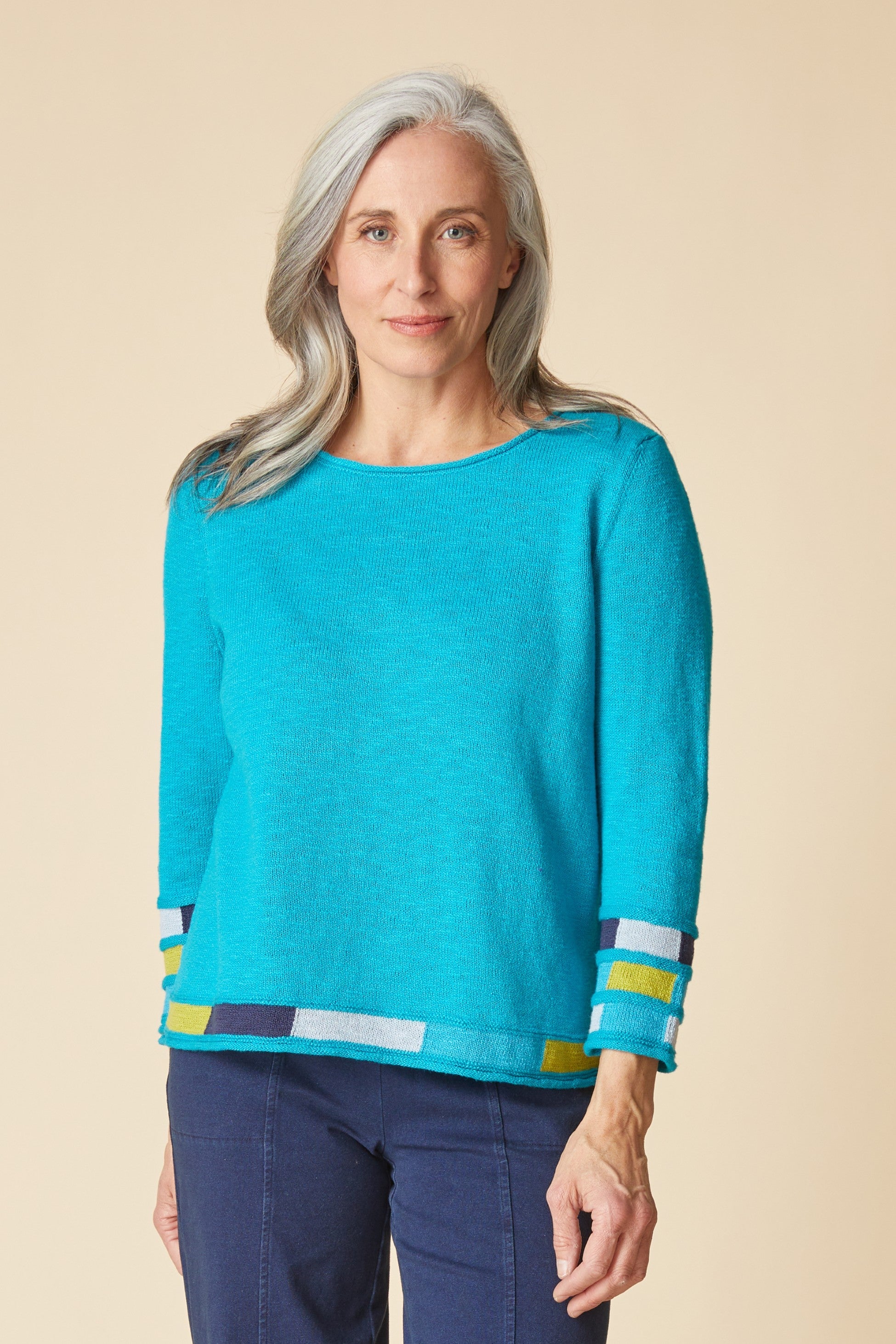 Habitat's Sand & Sea Mosaic Pullover in Pacific