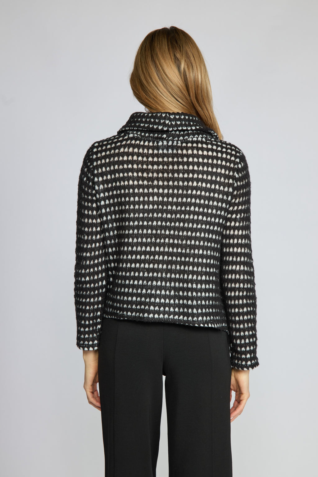  Olivia's Textured Dot Cowl Neck Knit Sweater in Black