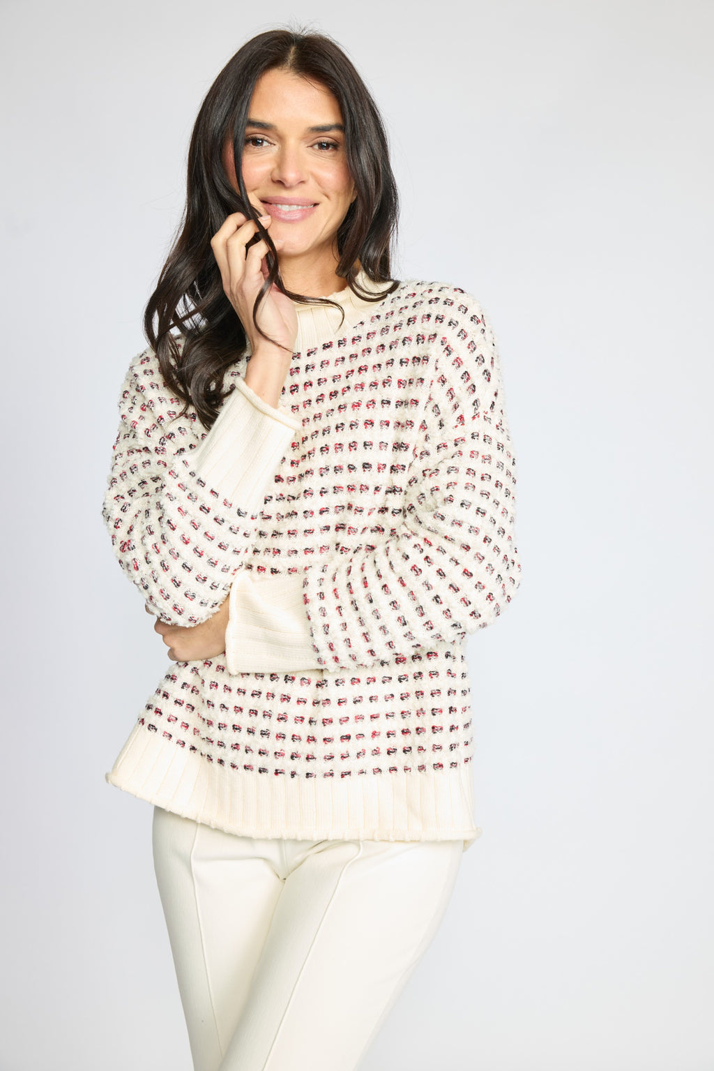 Olivia by Habitat's Velura Knit Funnel Neck Sweater in Ivory