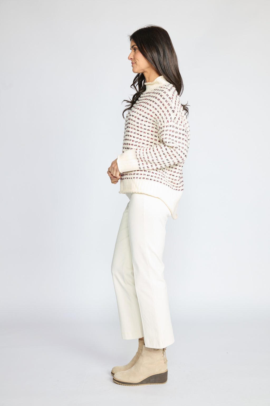 Olivia by Habitat's Velura Knit Funnel Neck Sweater in Ivory