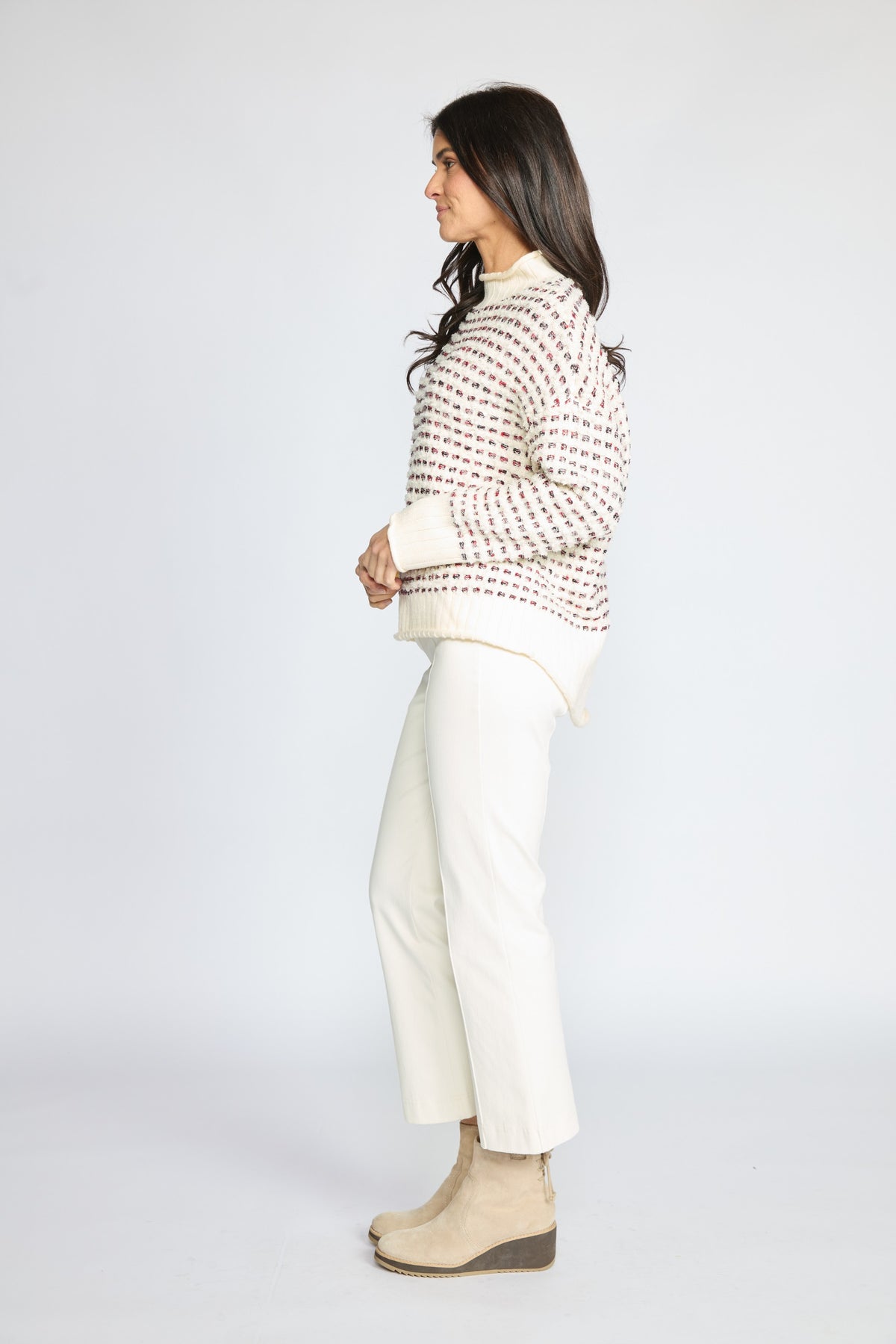 Olivia by Habitat's Velura Knit Funnel Neck Sweater in Ivory