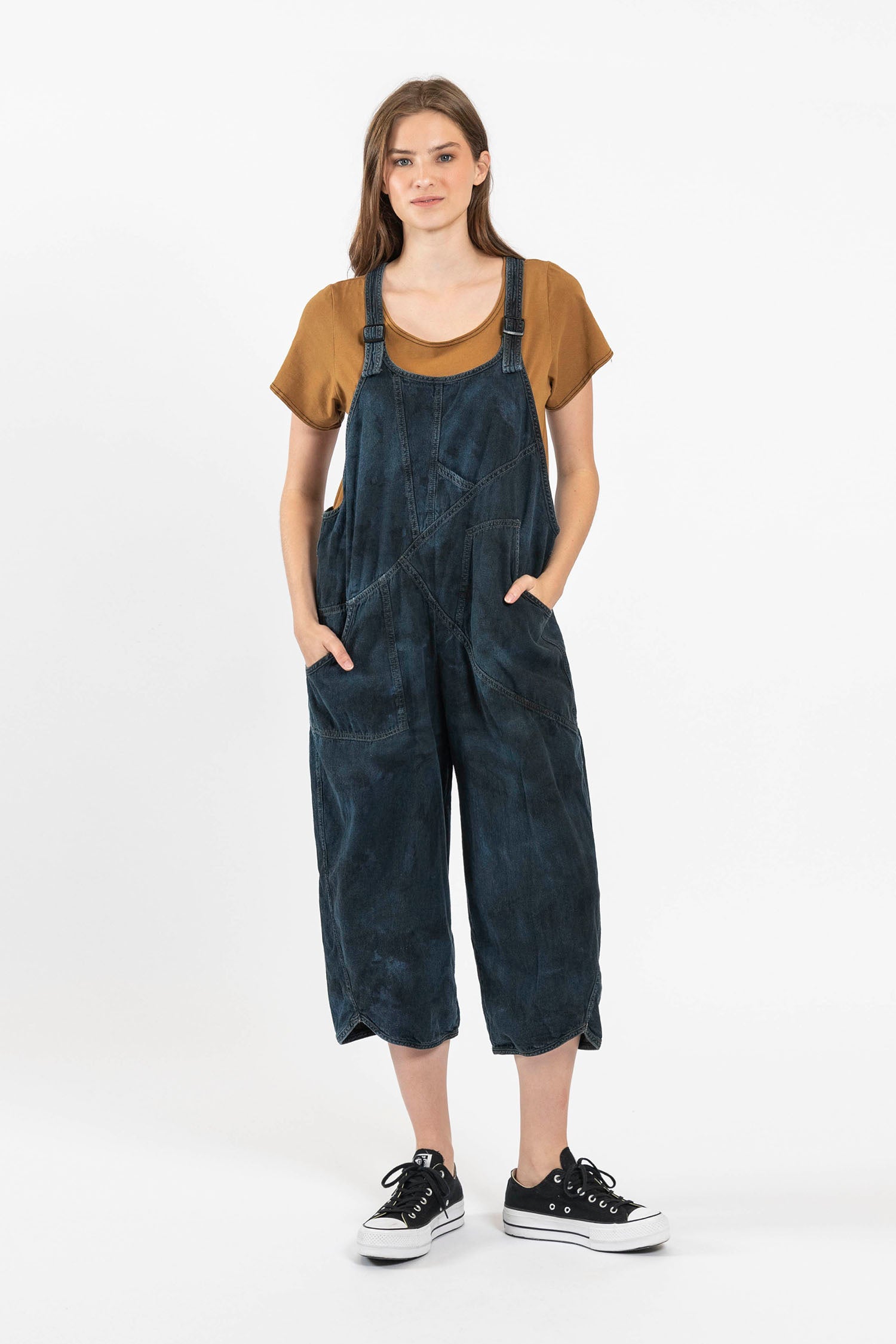 Cynthia Ashby's Turpin Overalls in Tarnished Denim