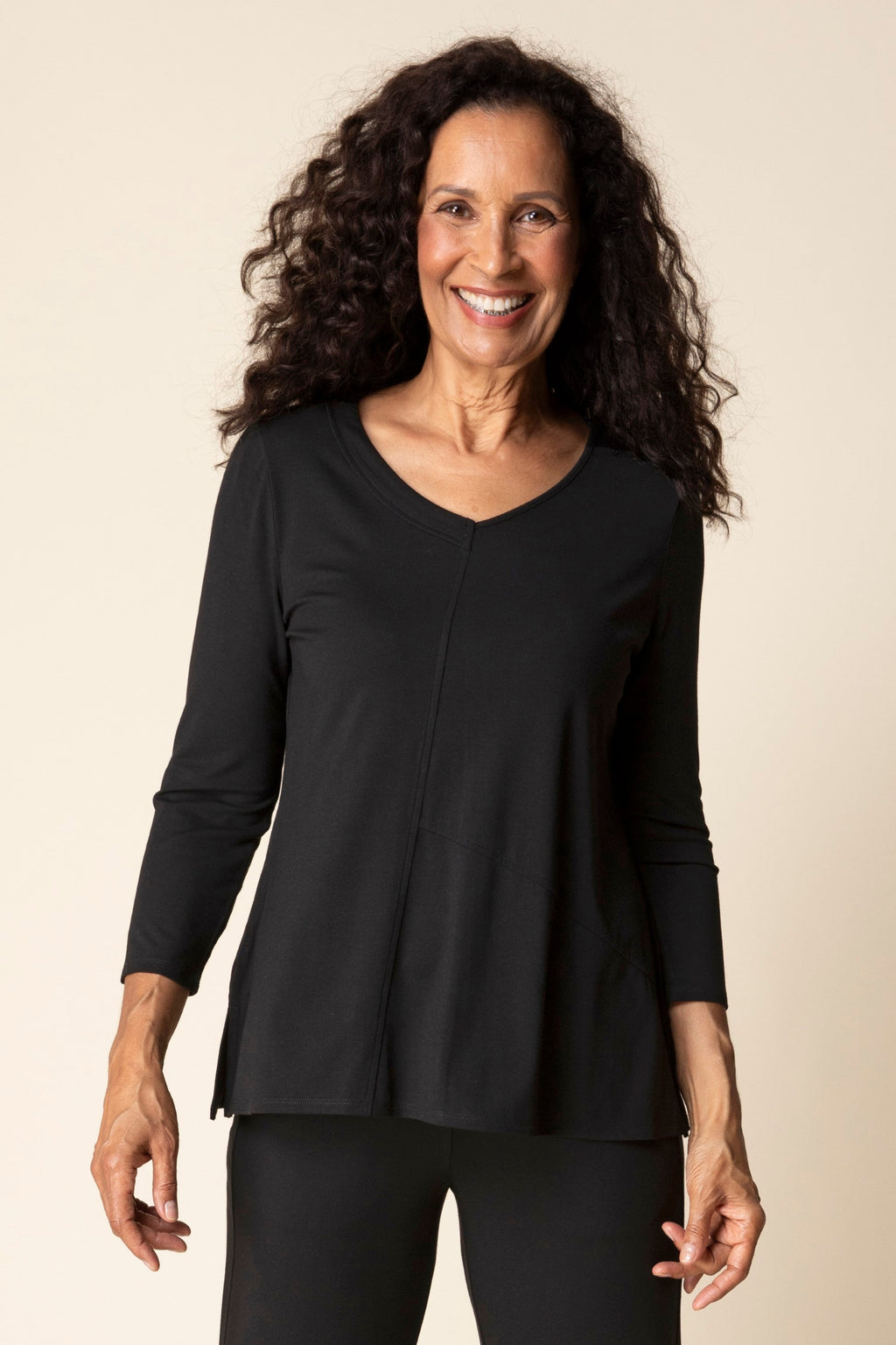 Core Travel Shirred Seam Tunic in Black
