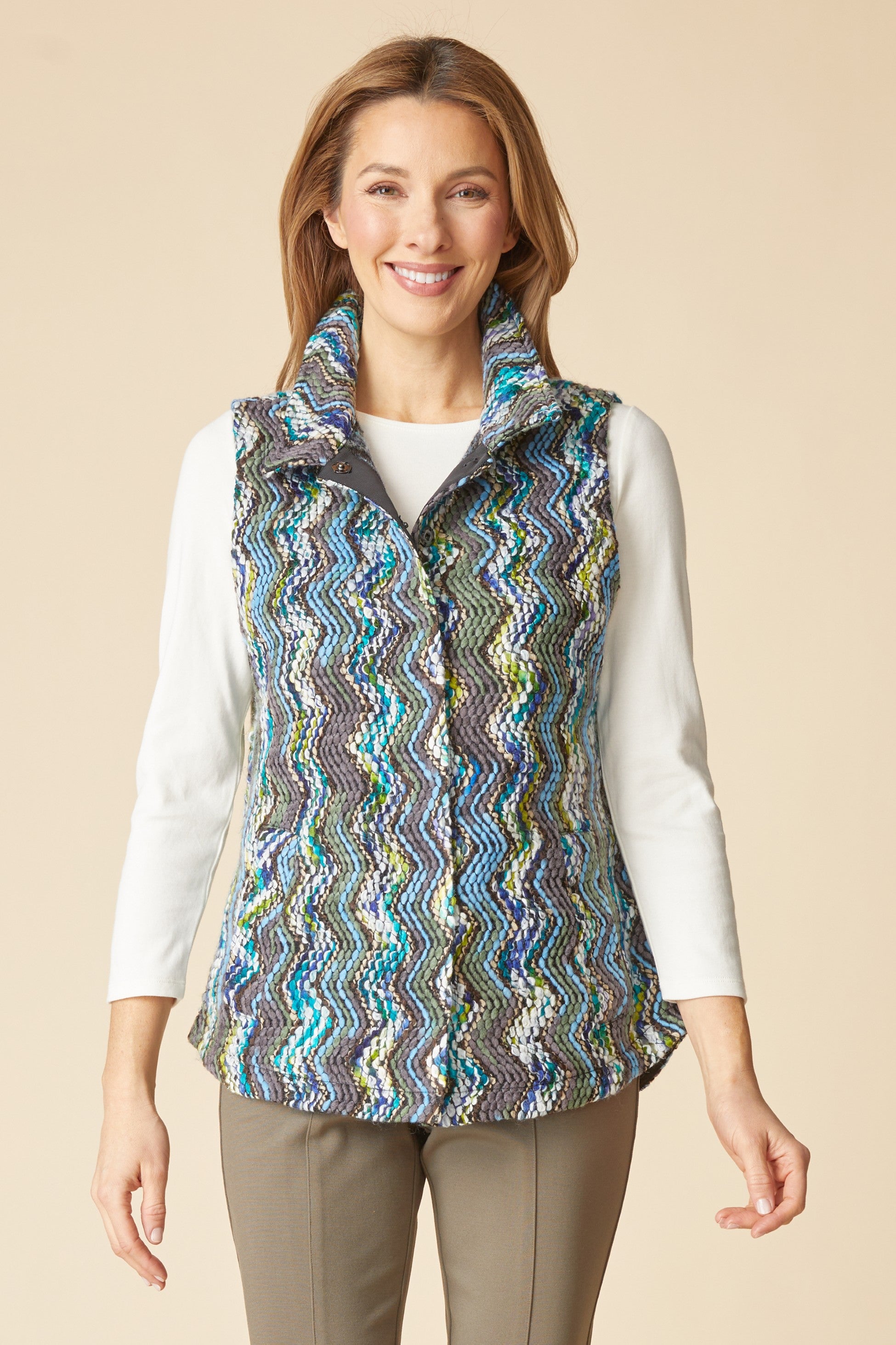 Habitat's Tapestry Weave Lean Look Vest in Stream