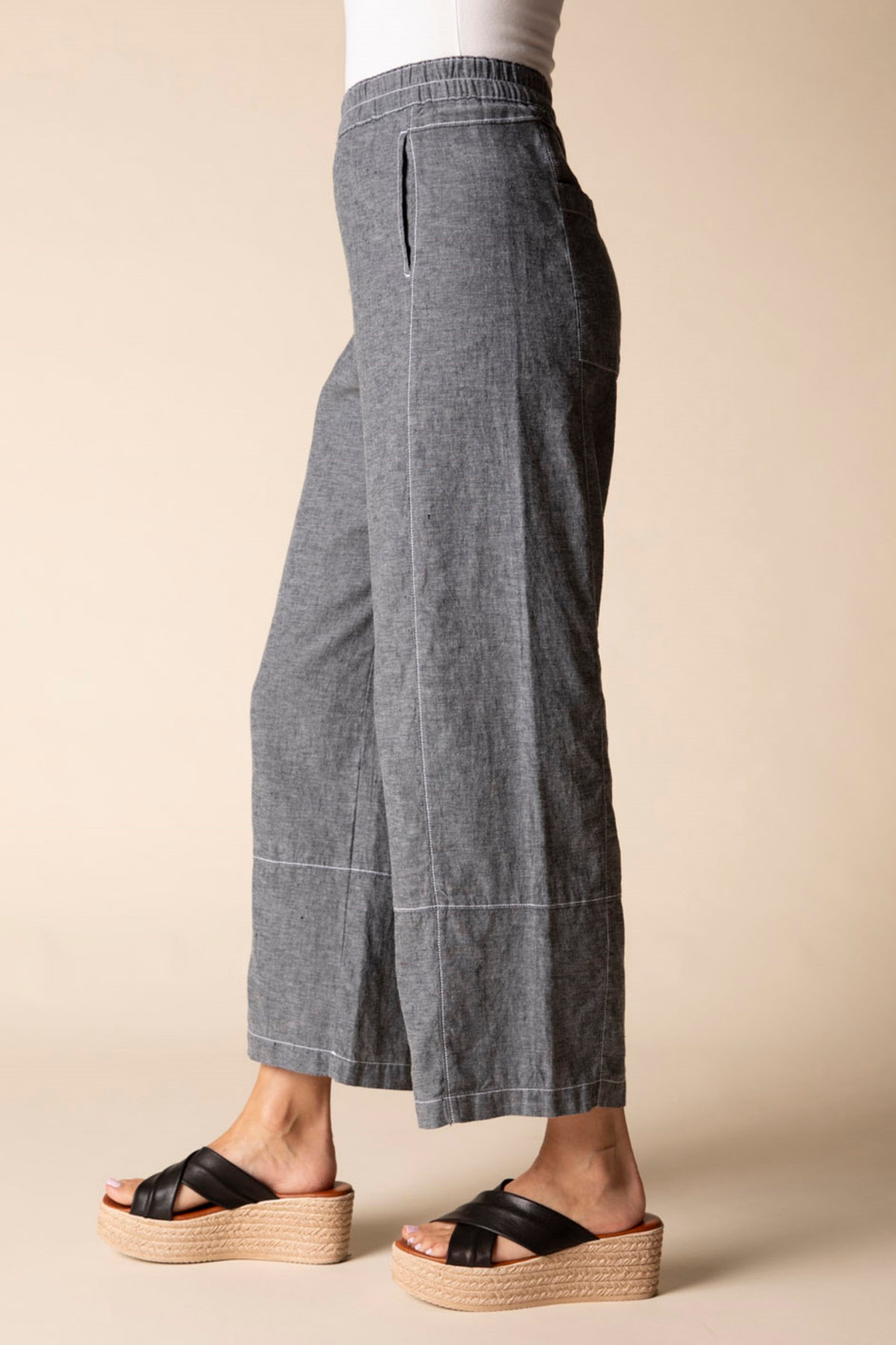 Habitat's Contrast Seams Flood Pant in Black