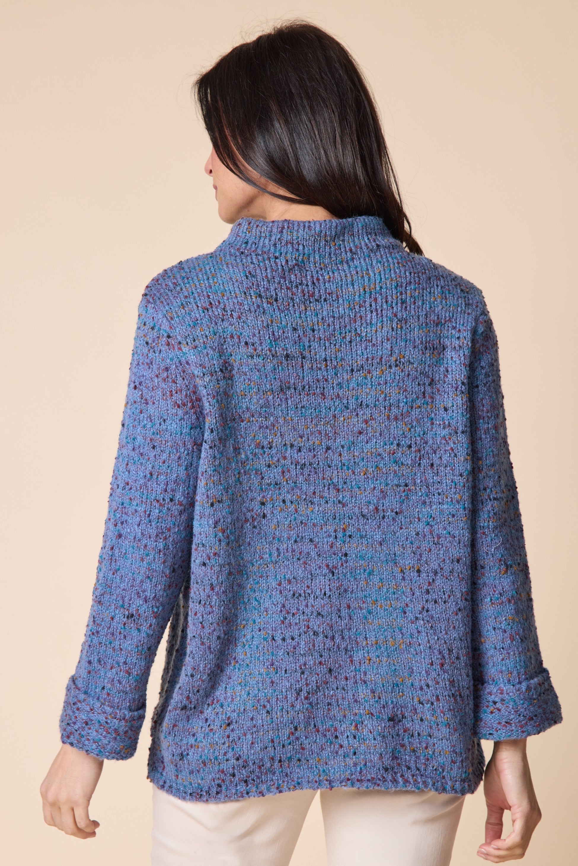  Habitat's Confetti Funnel Neck Sweater in Harbor