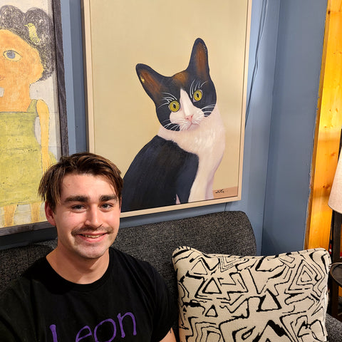 Blake's Favorite Thing: Black And White Cat Painting