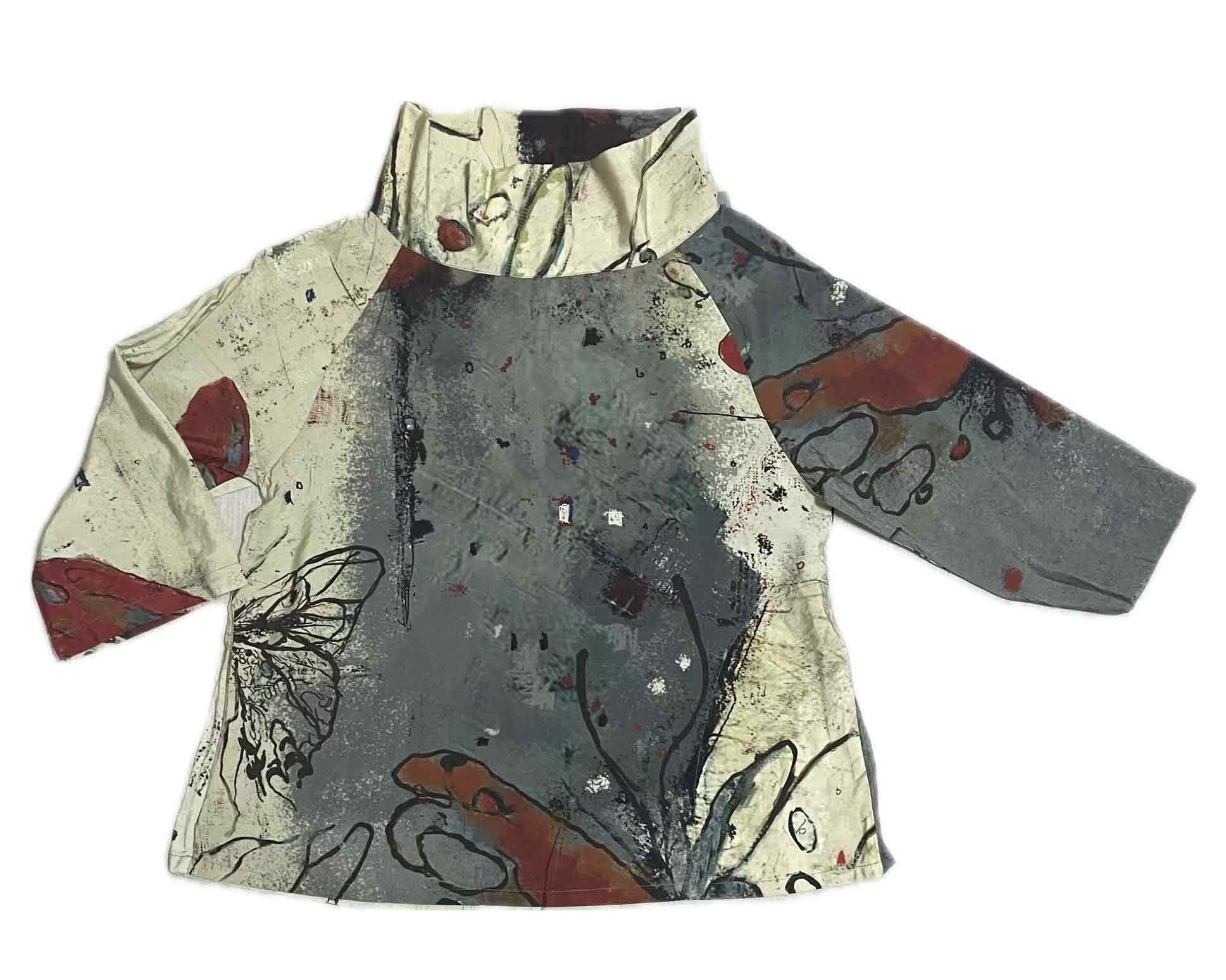 3 Potato Artist Print Mock Neck Top in BTFC
