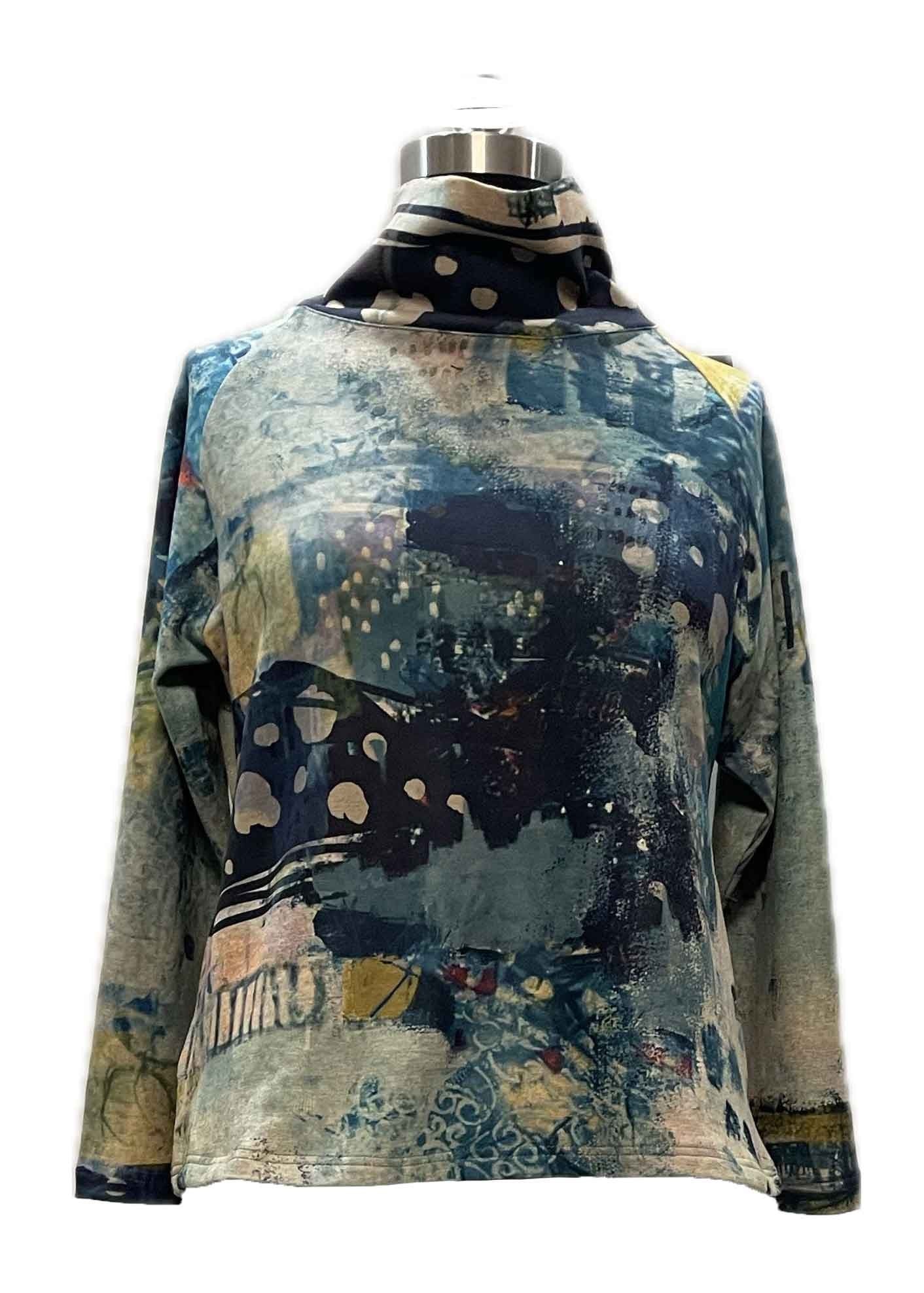 Artist Print Knit Turtleneck Top