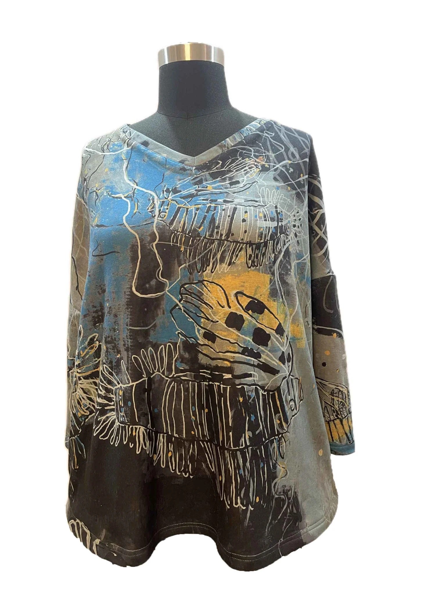 Artist Print Knit V-Neck Top